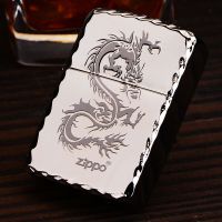 芝宝zippo打火机 1941复刻黑冰镀金神龙 正品银色龙行天下 专柜正版...