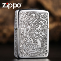 之宝ZIPPO防风打火机 925纯银外壳五面精雕刻定制 男士礼品