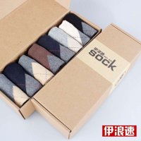 伊浪速YILANGSU 纯棉商务休闲男袜（8双装）混色均码MS0001B