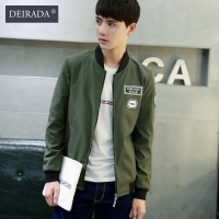 狄拉达秋季新款休闲夹克男士字母印花纯色棒球领夹克外套男士长袖衣服男装