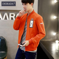 狄拉达秋季新款时尚休闲夹克外套男士百搭纯色修身印花棒球领夹克衣服男装