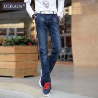 狄拉达2016秋冬新款休闲牛仔长裤小脚裤子男士韩版修身百搭直筒小脚裤牛仔长裤男