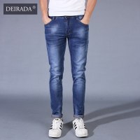 狄拉达2016秋冬款男士牛仔长裤韩版弹力修身牛仔裤男士直筒修身牛仔小脚裤子潮