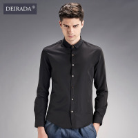 狄拉达2016秋冬新款长袖衬衫男士韩版百搭修身纯色印花休闲衬衫衣服男装中青年商务休闲衬衫男士