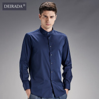 狄拉达2016秋冬新品男士纯棉长袖衬衫男青年修身方领商务绅士长袖衬衣男潮