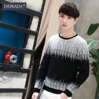 狄拉达2016秋季男装针织毛衣修身青年男士毛衣渐变波点套头长袖针织衫韩大码