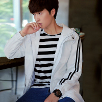 狄拉达2016男士夹克青年秋冬款外套潮流韩版修身休闲连帽中长款茄克休闲运动外套男士