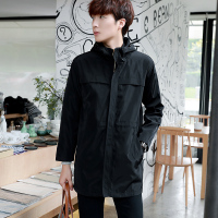 狄拉达2016男士夹克青年秋冬款外套韩版修身休闲连帽中长款茄克纯色休闲外套男士