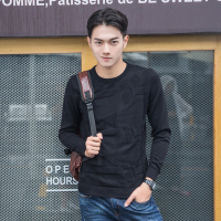 狄拉达2016秋季针织衫男新款时尚纯色圆领套头毛衣男纯色打底衫