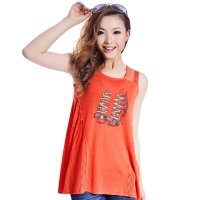 2014夏季欧美新款蕾丝拼接亮片镂空长款无袖吊带针织女装背心023c