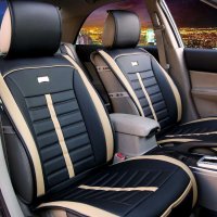 豪华商务皮革汽车坐垫 四季通用汽车座垫 科鲁兹凯越英朗逸全包围通用座垫黑色