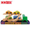 米米智玩 儿童玩具车益智男孩木制汽车模型卡车工程车木质双层运输车 进口木材打造