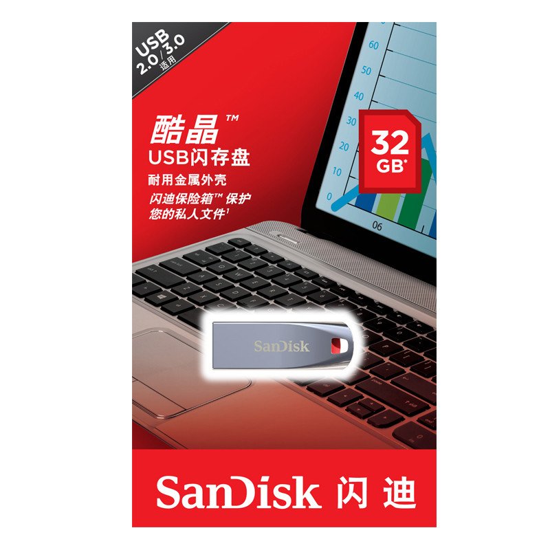 闪迪(SanDisk)酷晶(CZ71)U盘32G 防水高速加密金属优盘