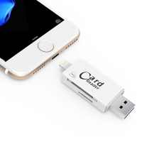 苹果手机读卡器 iPhone X/11 扩容 OTG多功能安卓U盘 单反相机SD卡TF读卡器 白色