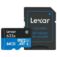 雷克沙(LEXAR)TF卡64G U3高速633X 手机内存卡64GB 大疆无人机行车记录仪监控存储卡读95M