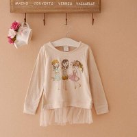 喆之屋 2013秋季新款 纯棉彩麻 小姑娘长袖T恤 中童女宝上衣