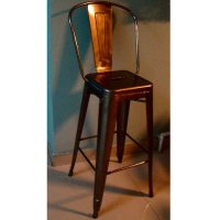 霍客森 Tolix 带靠背金属吧椅 时尚简约吧凳带靠背吧椅 马莱椅