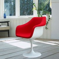 霍客森 玻璃钢郁金香椅 休闲椅 扣布带扶手郁金香餐椅 接待椅转椅