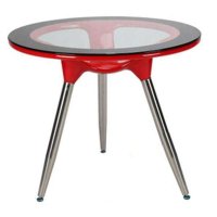 霍客森 玻璃餐桌 圆盘餐台 圆桌 时尚餐桌 餐厅餐桌 玻璃钢桌子