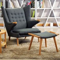 霍客森Hans J. Wegner PAPA BEAR LOUNGE汉森沙发 熊椅沙发加脚踏