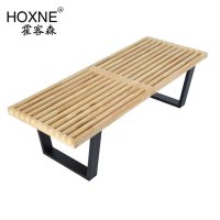 霍客森 Nelson Bench 实木休息椅换鞋凳 多功能木条椅 木条茶几