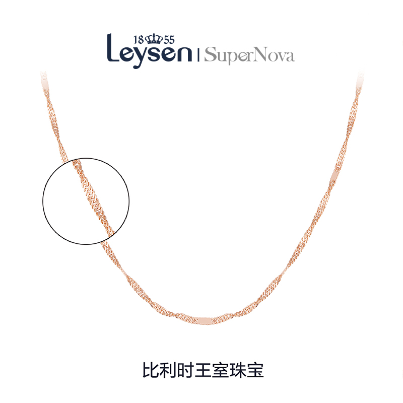 Leysen1855莱绅通灵珠宝 水波纹18k金项链 女 K金链子 项链 可搭配多款 18K金 定价 黄金项链