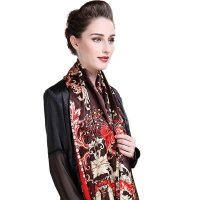 西丝娘娘 2013新款真丝丝巾围巾烫金长巾100%桑蚕丝女秋冬126