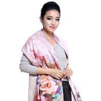 西丝娘娘 桑蚕丝长款秋冬欧式油画风真丝拉绒围巾披肩正品112