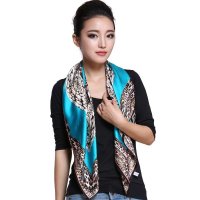 西丝娘娘100%桑蚕丝女秋冬围巾 新款豹纹烫金真丝丝巾大方巾 303