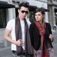 西丝娘娘品牌 高档加厚真丝保暖情侣款 100%桑蚕丝双层拉绒围巾