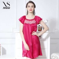 西丝娘娘 复古风精美绣花高贵真丝睡裙公主裙睡衣家居服 8518