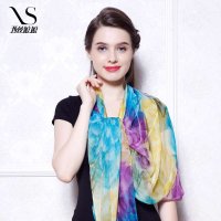 西丝娘娘 桑蚕丝秋冬渐变色花卉真丝长丝巾围巾披肩高档正品108