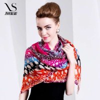 西丝娘娘纯羊毛 欧美秋冬季女士保暖搓须超大围巾披肩两用012