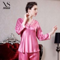 西丝娘娘2014秋冬新款女士真丝睡衣上下套装桑蚕丝睡衣 家居服套装
