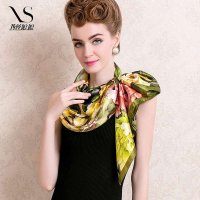 西丝娘娘新款100%桑蚕丝正品真丝女士秋冬丝巾花卉印花大方巾围巾305 B蝶舞花影 均码