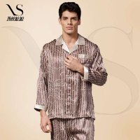 西丝娘娘新款男士条纹真丝睡衣公衣裤上下两件套家居服Y 9906