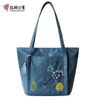 花间公主I wish2021春季刺绣文艺流苏单肩手提尼龙布休闲防水女包