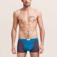 七匹狼男士片印花拼接平脚裤