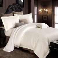 康尔馨 五星级酒店床品纯色四件套贡缎提花 被单被套纯棉夏季套件