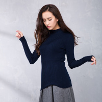 2016冬新款毛衣女士纯色半高圆领羊绒衫修身打底套头针织毛衫
