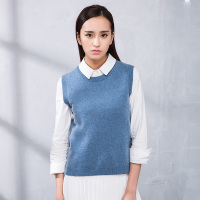 2016冬毛衣女无袖圆领坎肩马甲羊绒衫修身打底套头针织毛衫