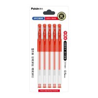 Paisin派仕中性笔 子弹头0.5mm 5支装 5笔红