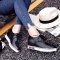 格瑞迪欧girdio 2017新品女鞋内增高单鞋系带后跟条纹平底防滑休闲鞋B11