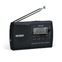 德劲DE221 11波段DSP数显钟控收音机校园广播调频 中波短波 单声道 黑色