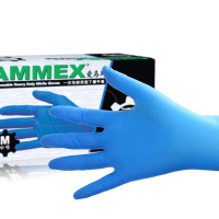 无粉麻面型一次性蓝丁腈手套 橡胶劳保 耐油实验 加厚耐用型 蓝色4.6克/APFNCHD L(100只/盒)