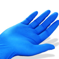无粉麻面型一次性蓝丁腈手套 橡胶劳保 耐油实验 加厚耐用型 蓝色4.6克/APFNCHD L(100只/盒)