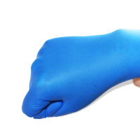 无粉麻面型一次性蓝丁腈手套 橡胶劳保 耐油实验加厚耐用型 蓝色4.6克/APFNCHD S(100只/盒)