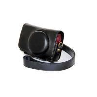 登品for 佳能SX700相机包 SX700数码相机摄影包 配肩带 复古时尚 可拆型 佳能SX700保护皮套 油皮 黑色