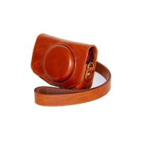 登品for 佳能SX700相机包 SX700数码相机摄影包 配肩带 复古时尚 可拆型 佳能SX700保护皮套 油皮 浅棕