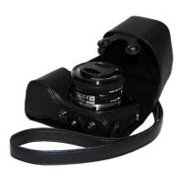 登品 索尼NEX-6短焦相机包(16-50镜头或定焦镜头)NEX-6专用相机套NEX6皮套 复古定制包 十字纹 黑色